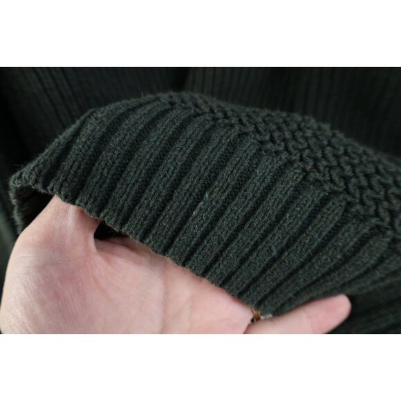 Vtg 90s Streetwear Mens Large Faded Cotton Ribbed Knit Henley Sweater Green USA - Picture 8 of 16
